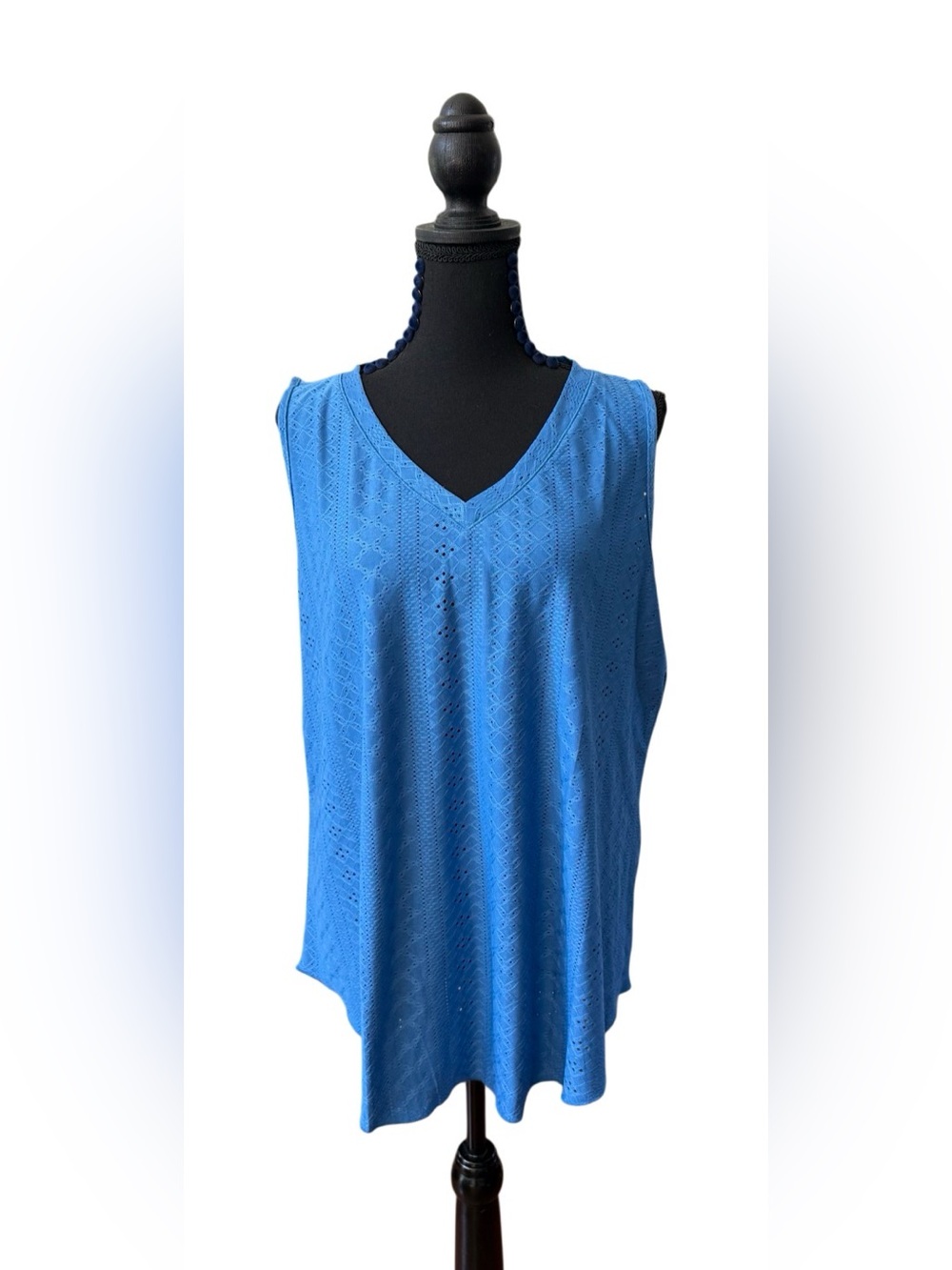 Ofeefan Women's V-Neck Sleeveless Top in Bright Blue